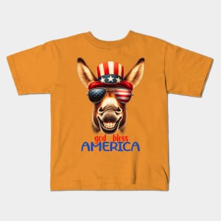 God bless america usa donkey Kids T-Shirt